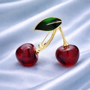 Red Cherry Gold Brooch